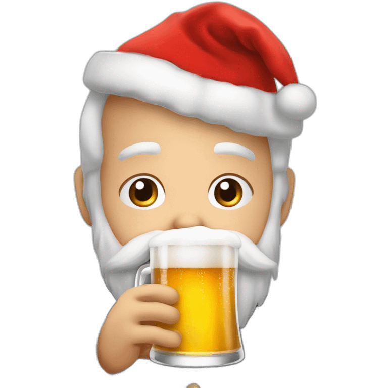 Père Noël qui offre un verre de bière à un enfant comme cadeau emoji