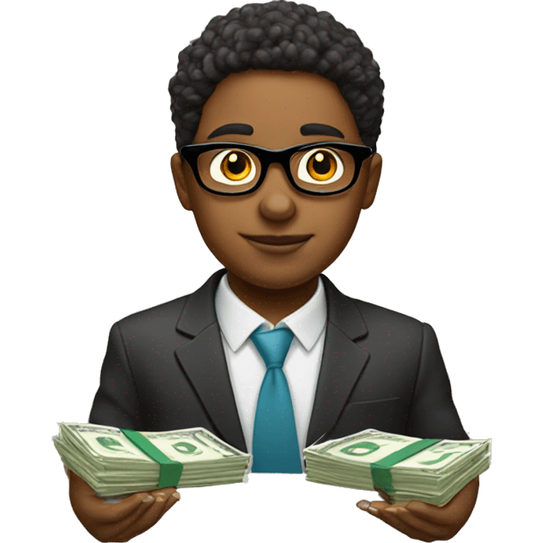 Sister with sign of money in his glasses emoji