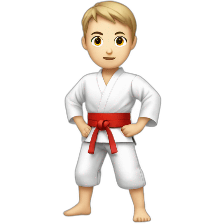 White skin Karateka kid with red belt  emoji