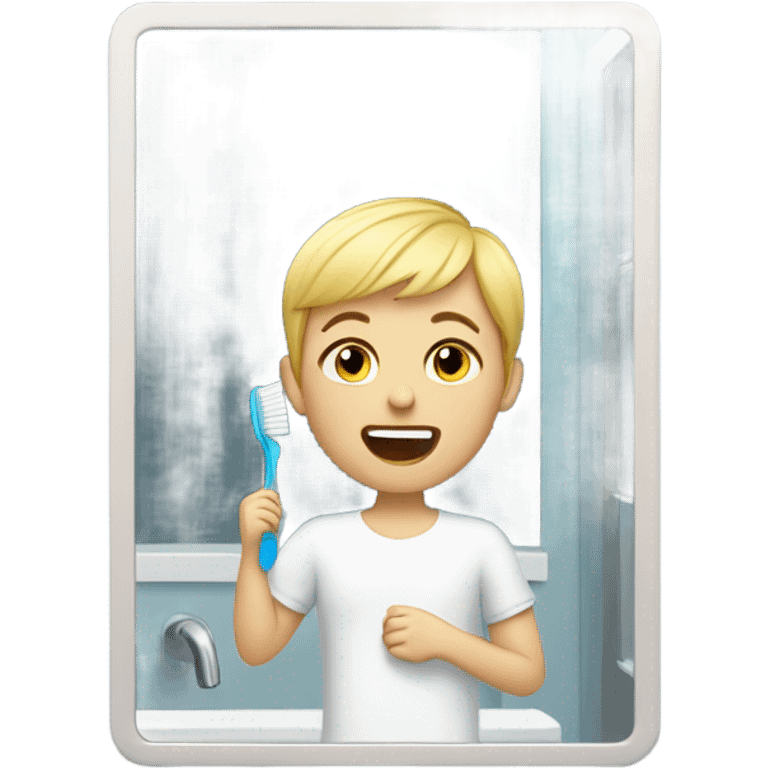 blonde short cut brushing teeth emoji