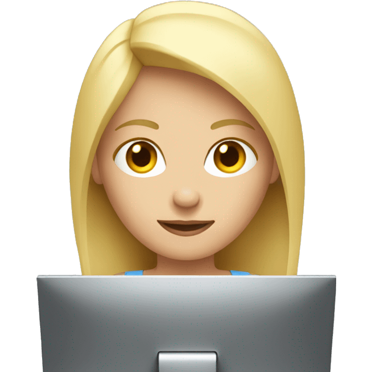 blonde female behind a computer emoji