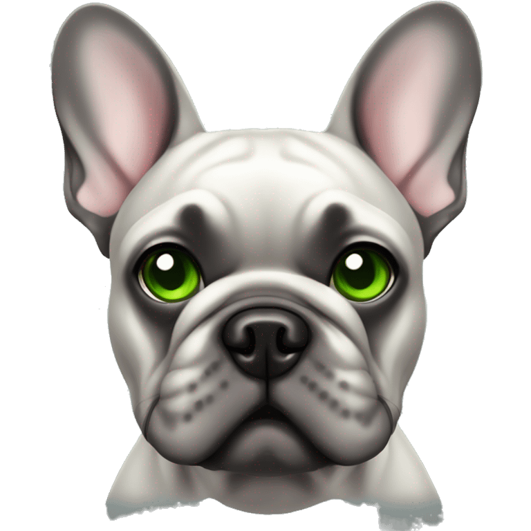 Male French Bulldog dark grey with green eyes and one ear floppy  emoji