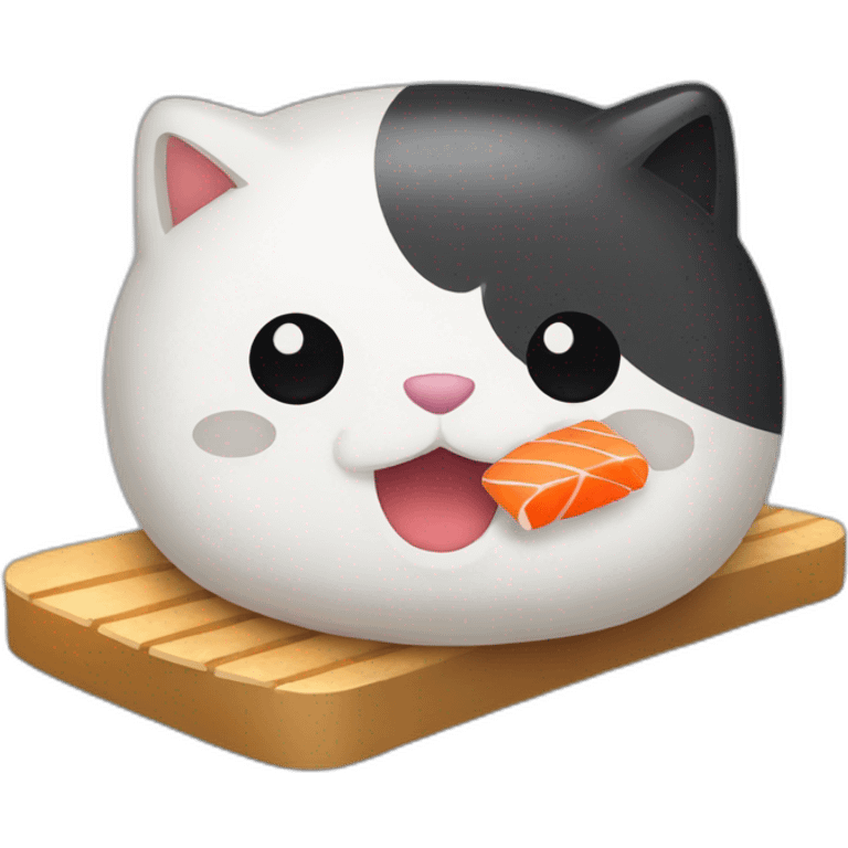 Chat qui mange un sushi emoji