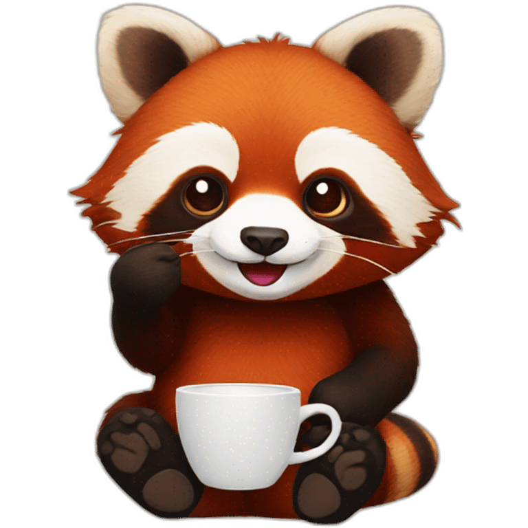 Red panda drinking coffee emoji