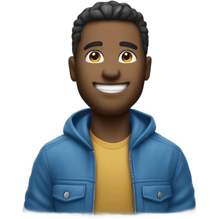 cool dude in blue jacket winking emoji