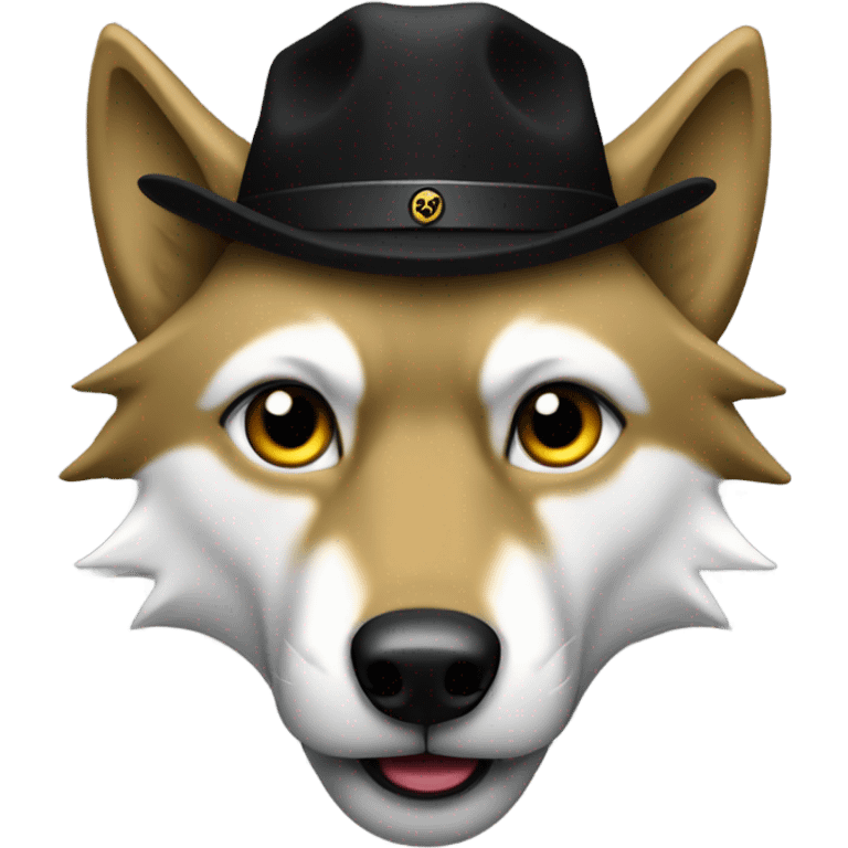 Wolf wearing a black hat with a golden W on it  emoji