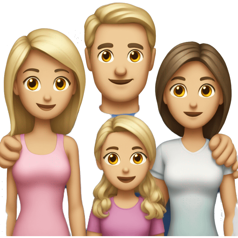 Caucasian family of four with man woman and two girls emoji