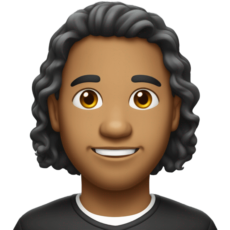 Menino indigena brasileiro de cabelo preto ondulado franja e pele clara  emoji