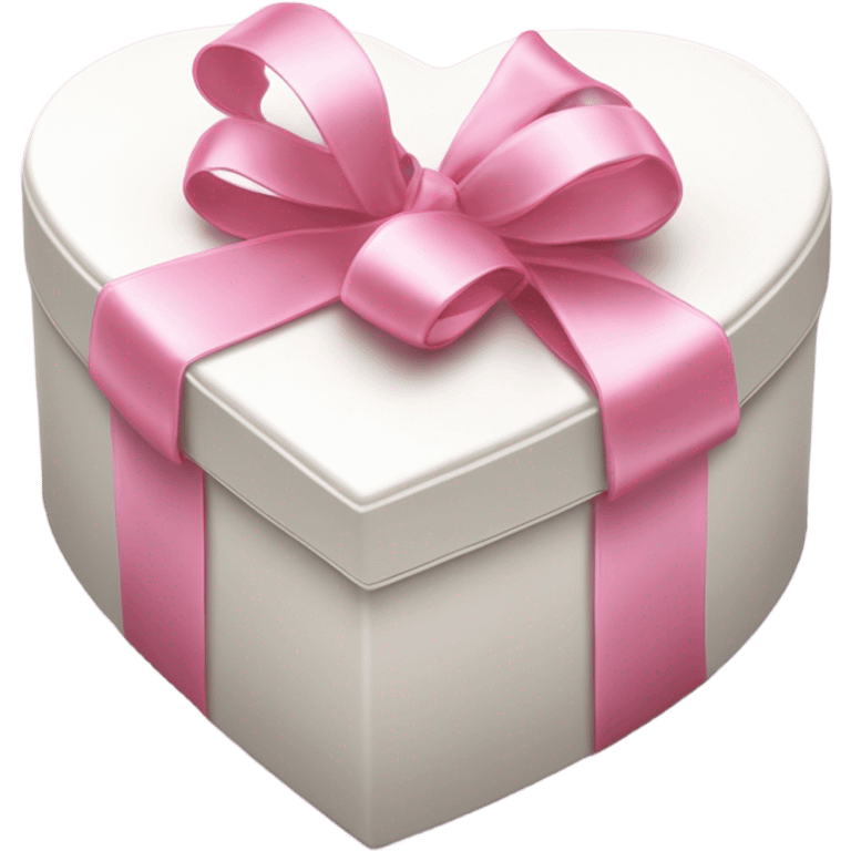 White heart box of chocolates with pink pastel ribbon emoji