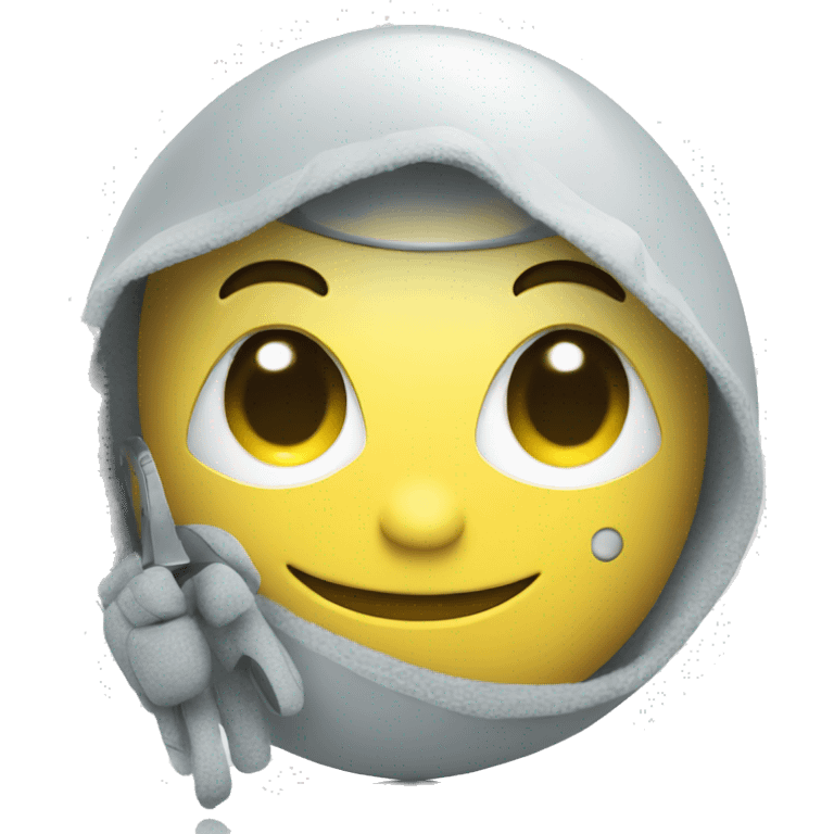 a robot with a sweet smile with a cleaning cloth in his hands emoji