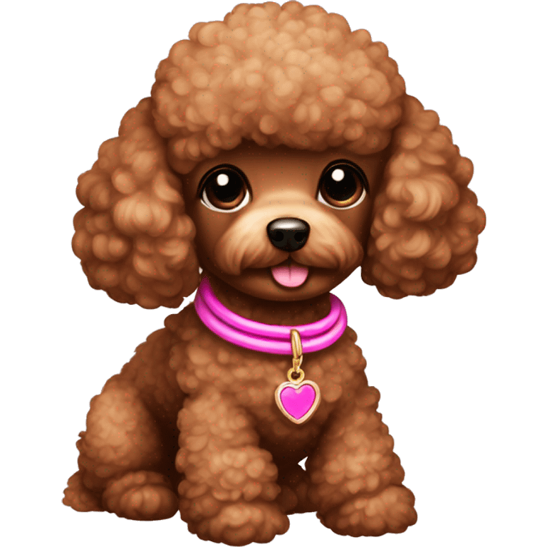 Toy poodle brown with pink necklace  emoji