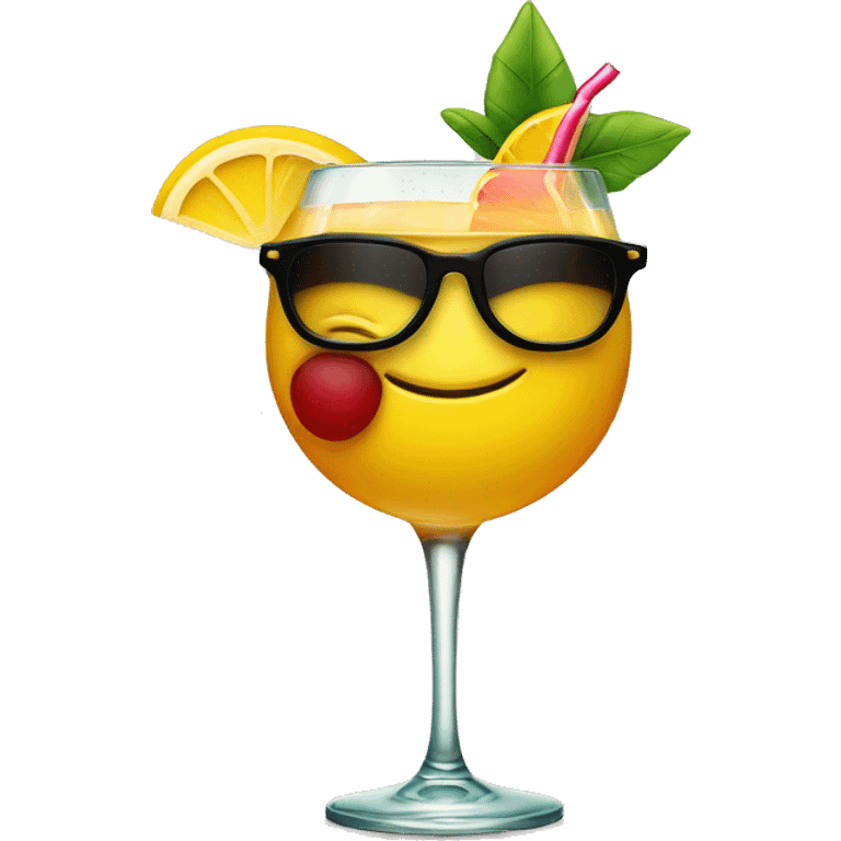 Smiley with sunglasses and a cocktail in his hand  emoji