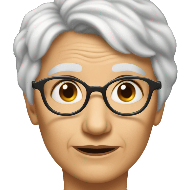 old lady with pixie haircu and hazel eye with glasse emoji