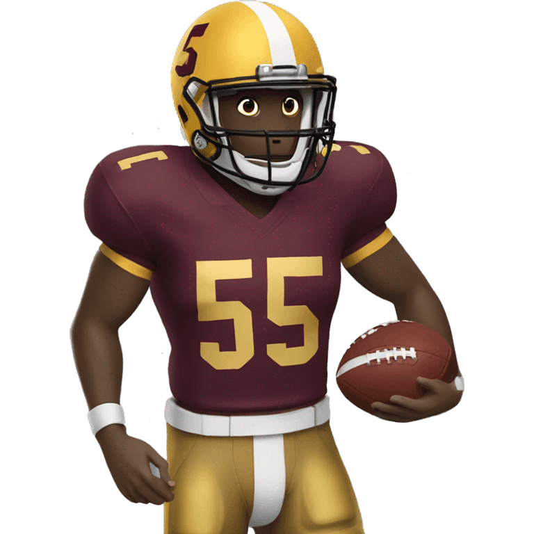 football player, wearing maroon and gold jersey, number 5 emoji