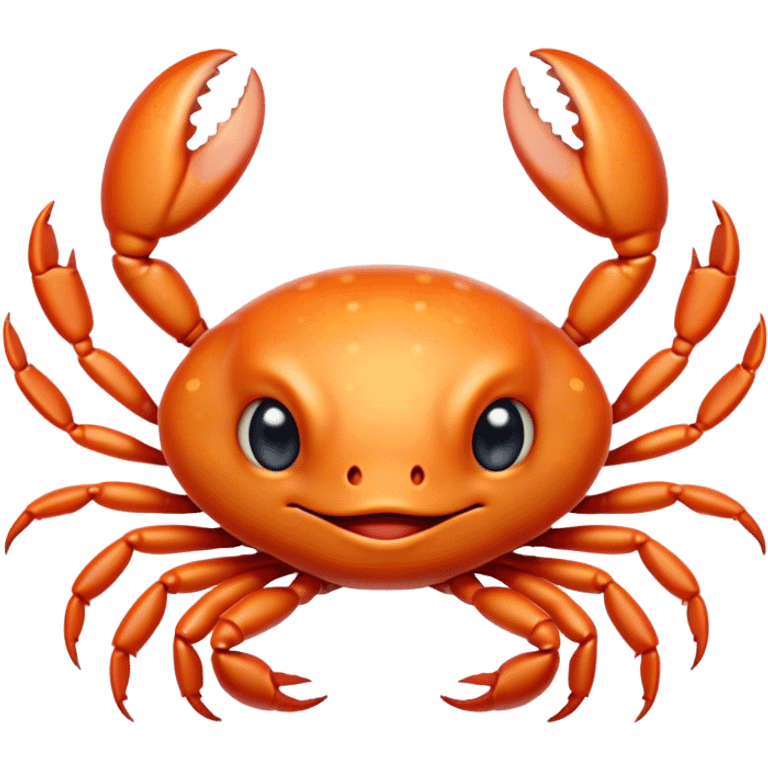 Cinematic Cute Baby Crab Portrait Emoji, Head tilted playfully and inquisitively, featuring an adorably small form with a delicately patterned carapace, round, sparkling eyes, and tiny, endearing pincers, Simplified yet irresistibly adorable features, highly detailed, glowing with a warm, friendly coastal glow, high shine, affectionate and lively, stylized with a touch of seaside whimsy, soft glowing outline, capturing the essence of a mischievous yet loving baby crab that seems as if it could pinch its way out of the screen into your arms! emoji