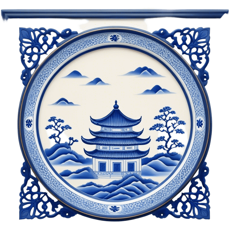 Cinematic Realistic image of exquisite blue and white porcelain, rendered with delicate, intricate patterns and fine textures, showcased against a classic Chinese backdrop with soft, refined lighting emoji