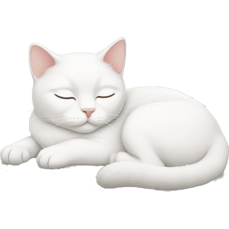 White cat laying down sleeping emoji