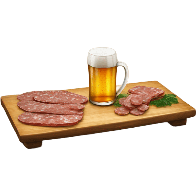 salamis table with a beer emoji