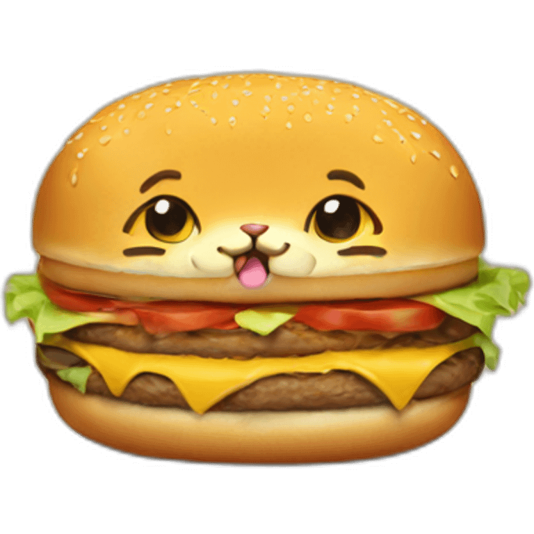 cat as a burger sad emoji