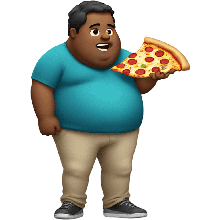 Overweight guy eating pizza emoji