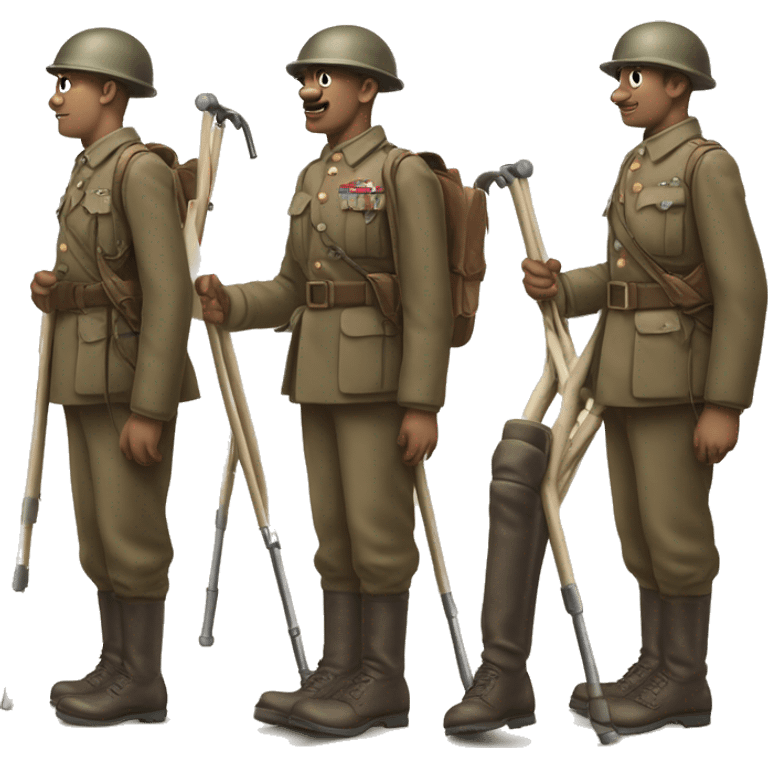 disabled ww1 soldie with amputation on crutches emoji