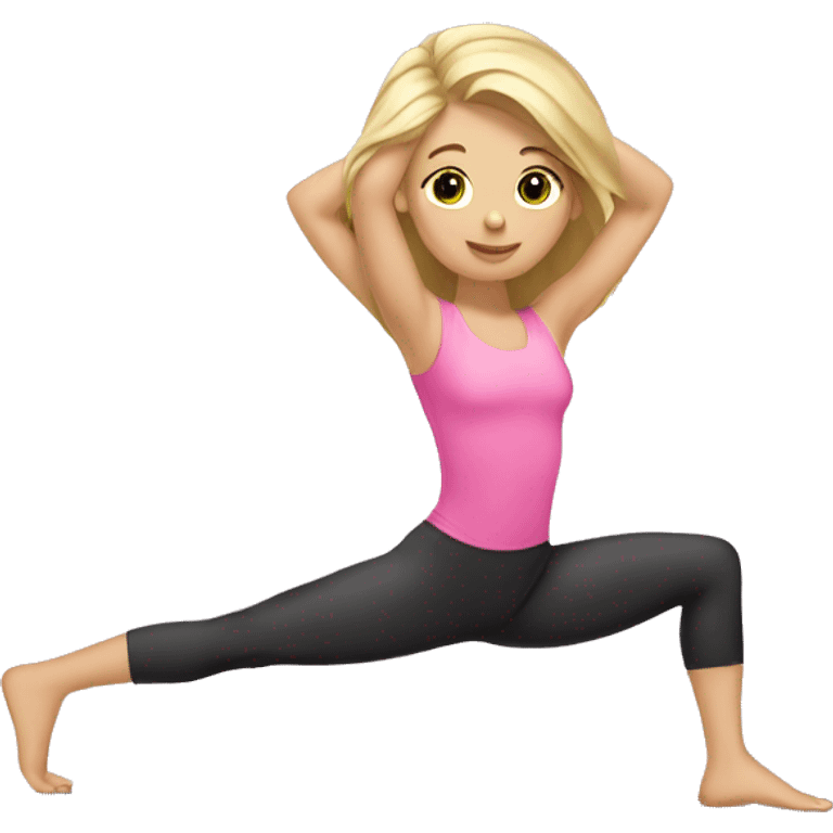 Blonde girl in pink outfit doing Pilates  emoji