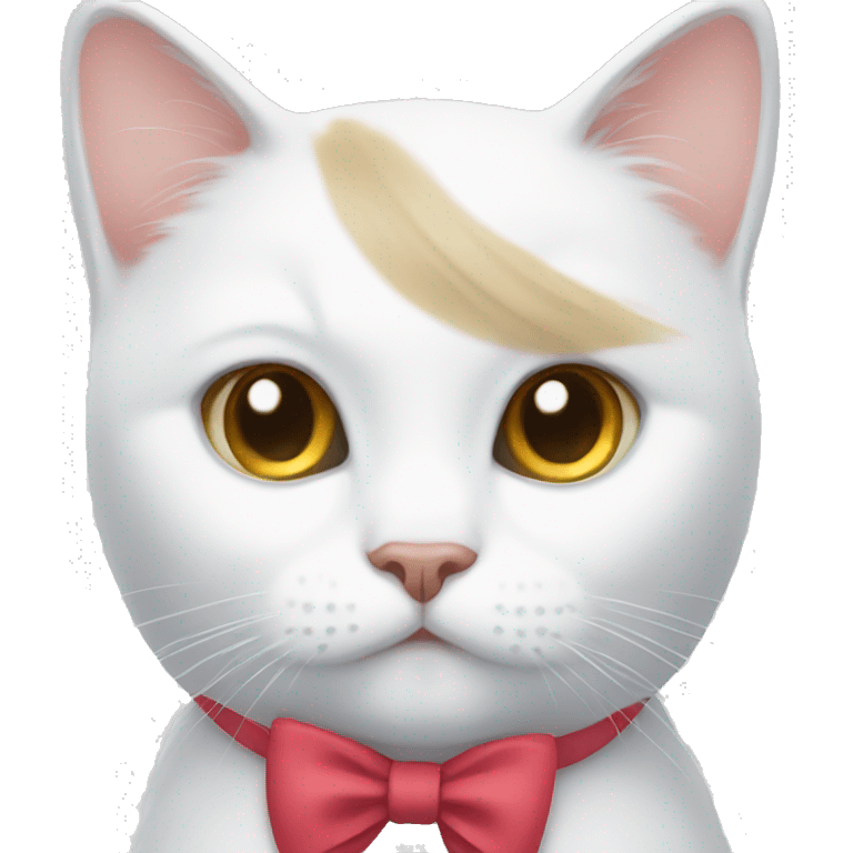 White cat wearing a bow emoji