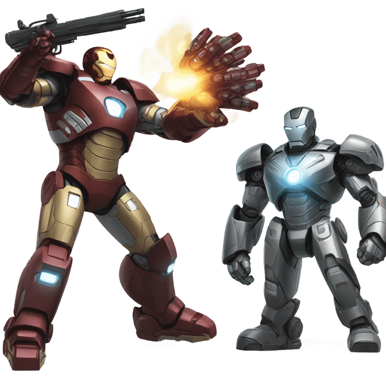 War machine fighting iron man  emoji