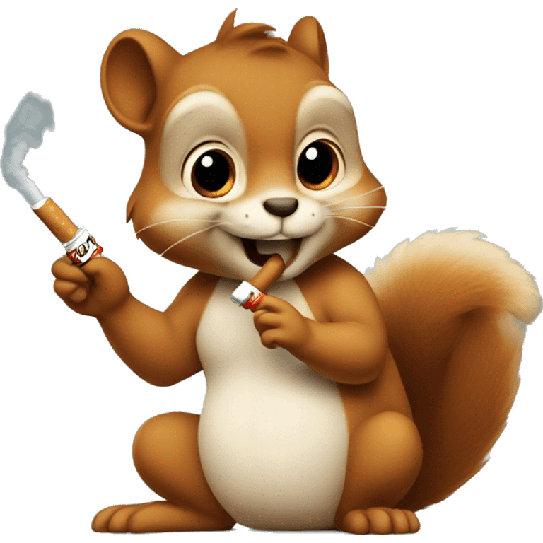 Squirel holding a fake cigarette emoji