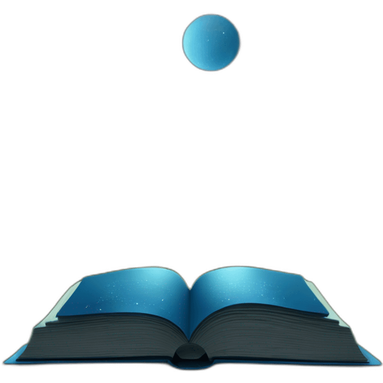 blue book with cover picturing night sky in forest emoji