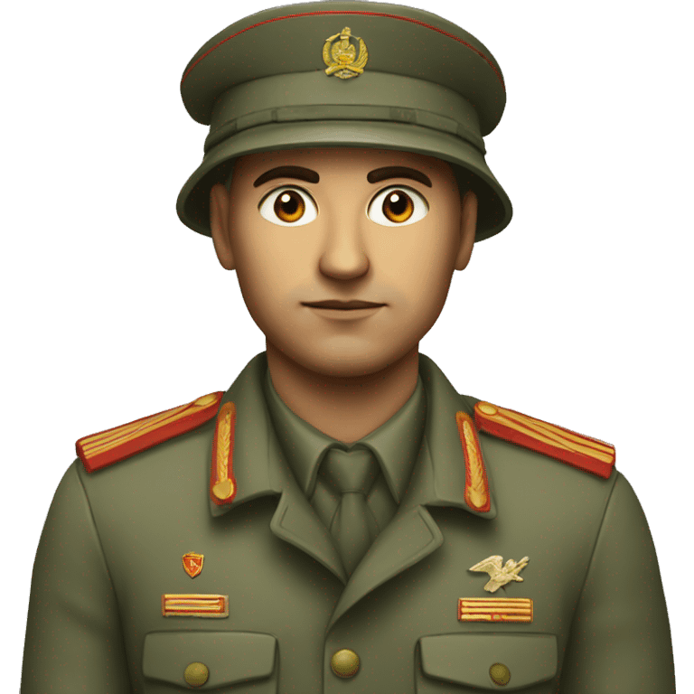 realistic ussr soldier serious with military takes emoji