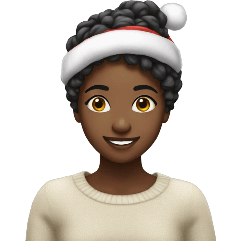 black girl happy in Christmas emoji