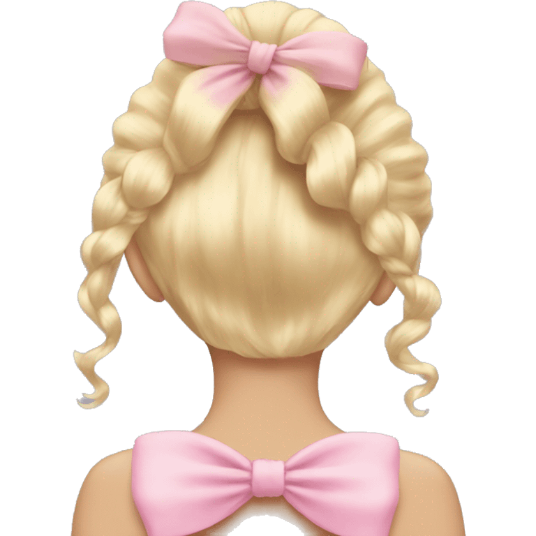 blonde open hair from behind with a pastel pink bow emoji