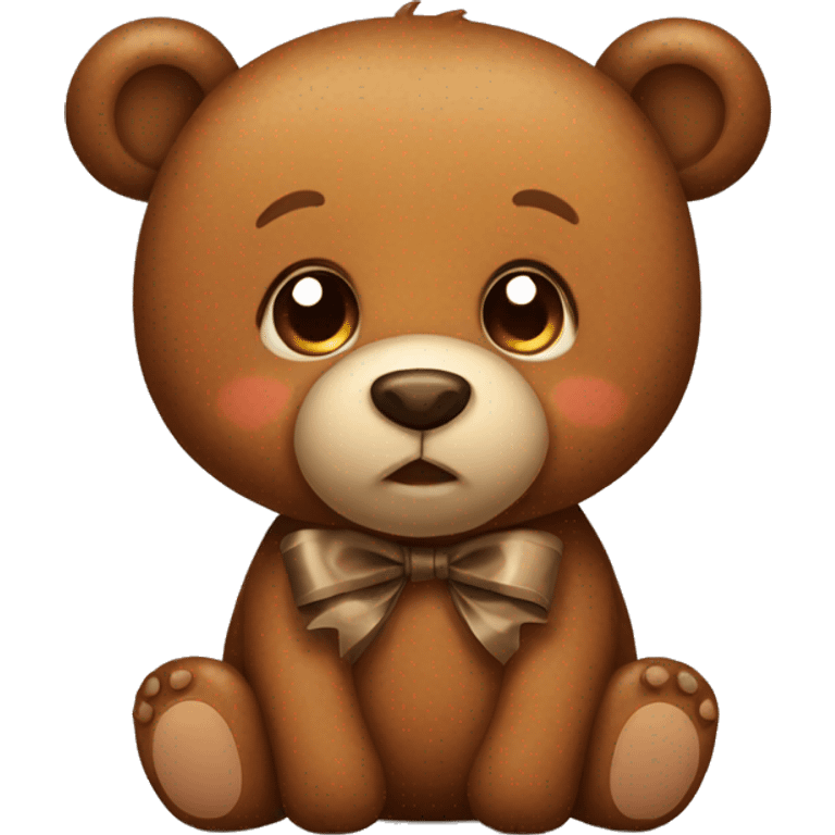 Cute brown bear with a bow emoji