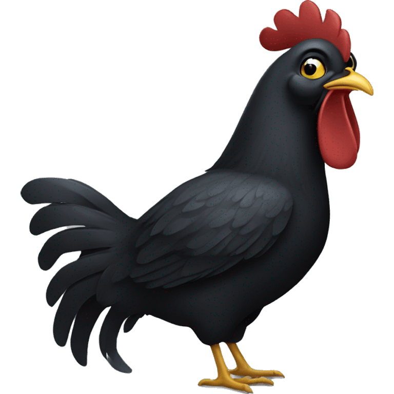 black chicken cleans its beak emoji