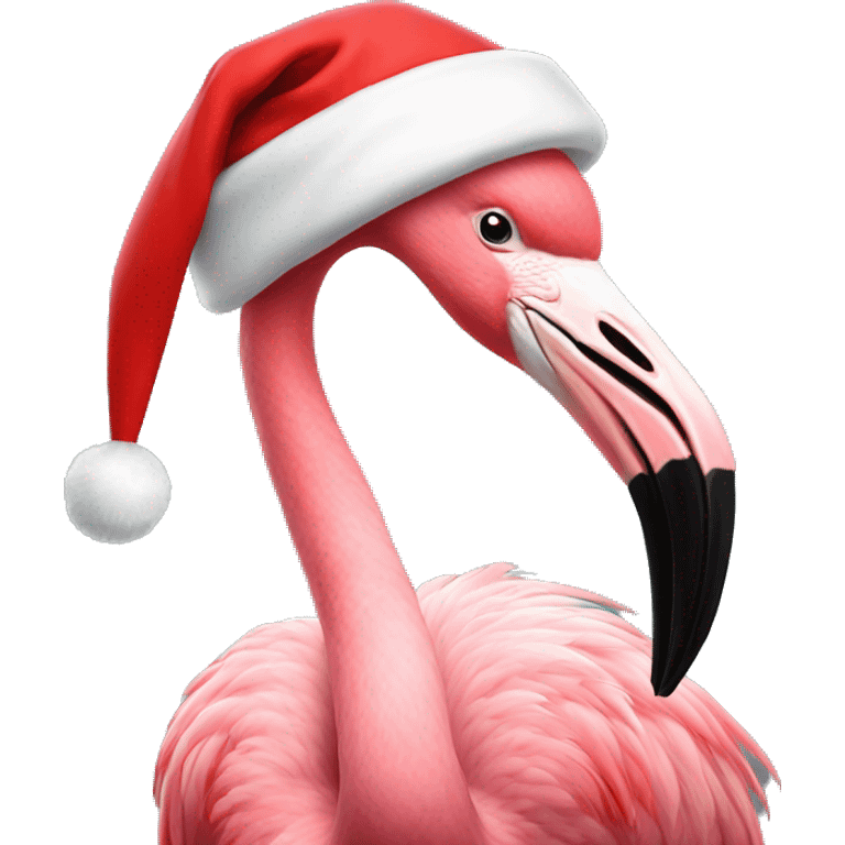 Flamingo wearing a Santa hat emoji