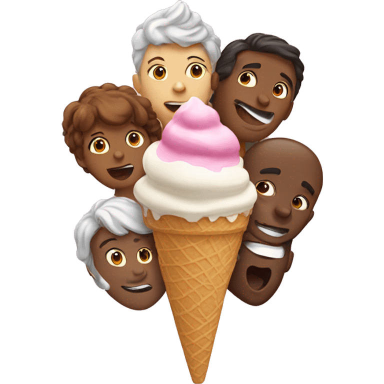 5 people eating ice cream emoji