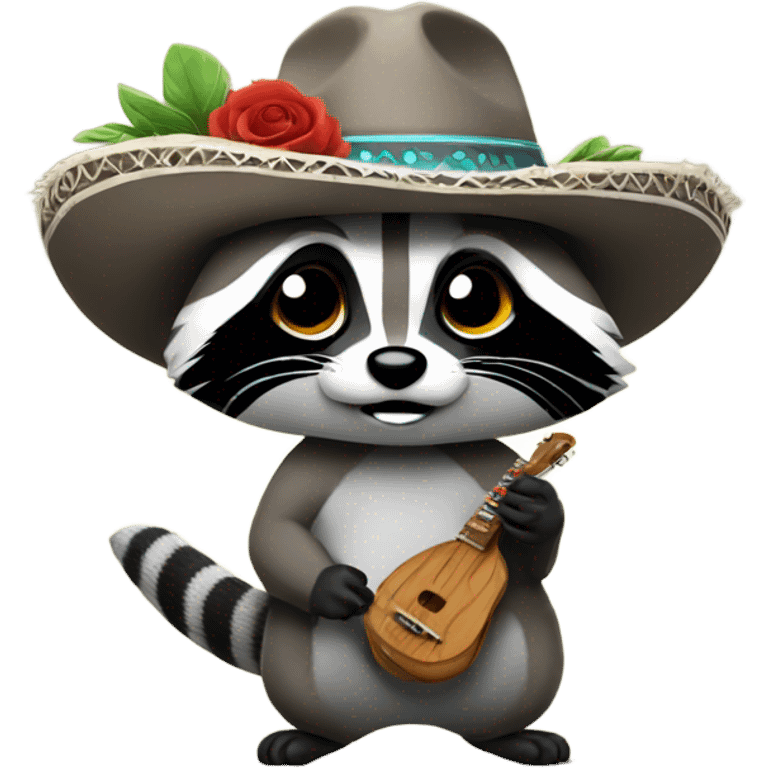 Raccoon wearing sombrero holding a pew pew  emoji