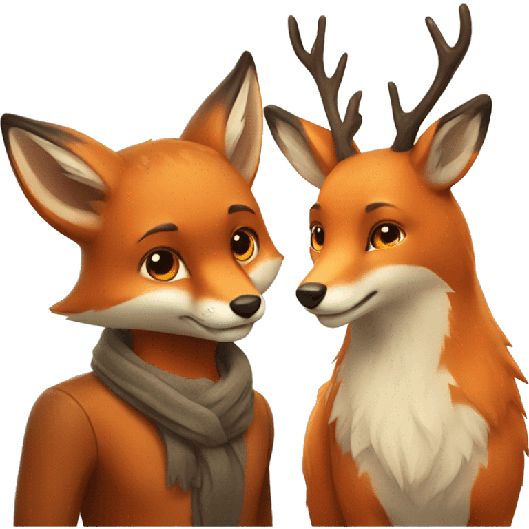 Fox and deer love emoji