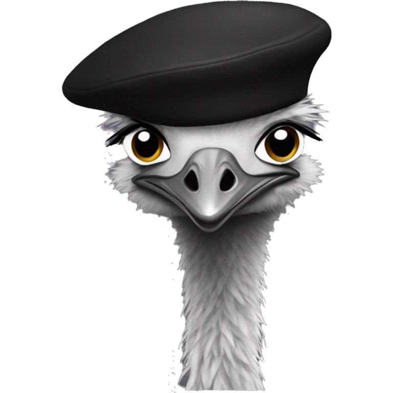 Emu with a black beret emoji