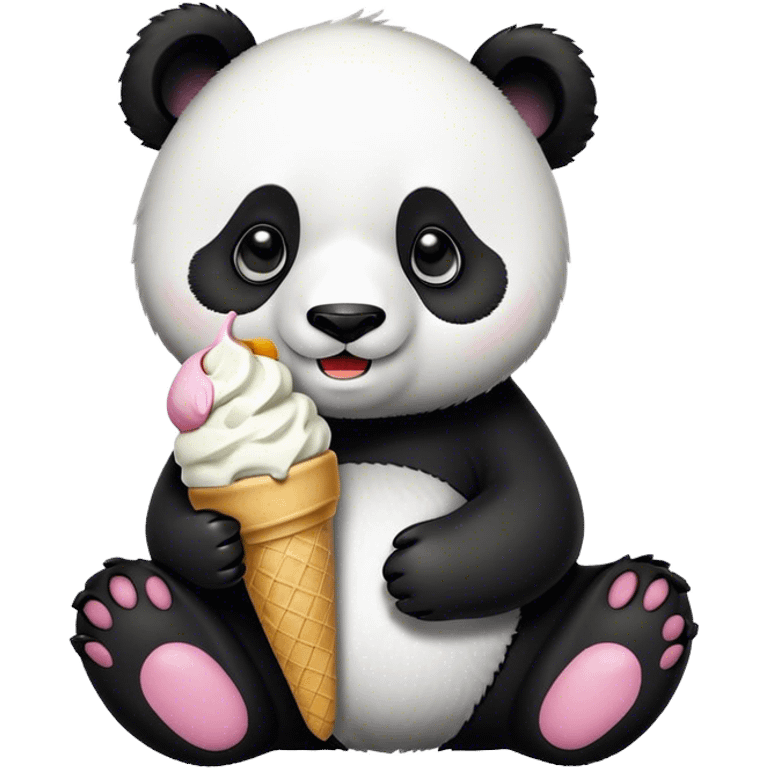 Panda eating ice cream emoji