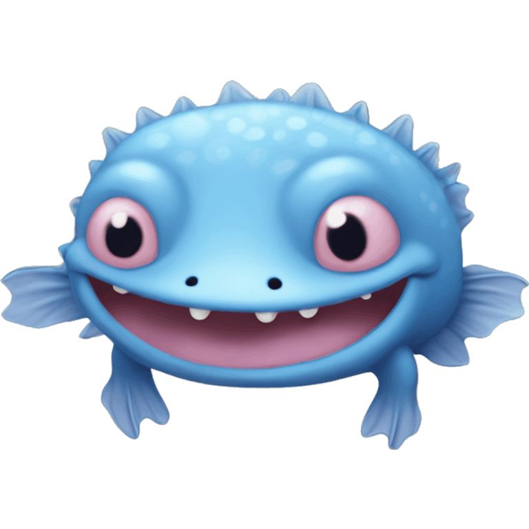 blue axolotl smiling  emoji