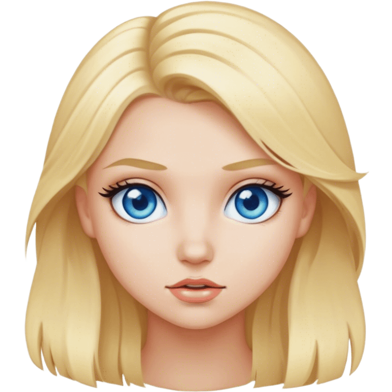 Sassy blonde hair and blue eye girl emoji