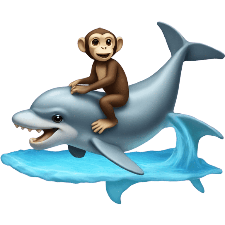 Monkey riding a dolphin emoji