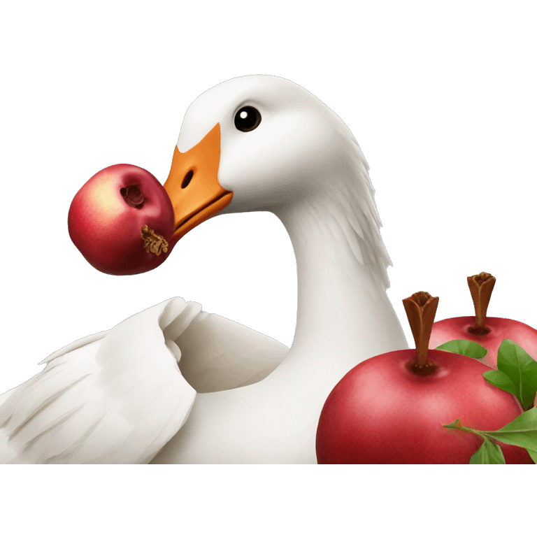 Goose eating pomegranate emoji