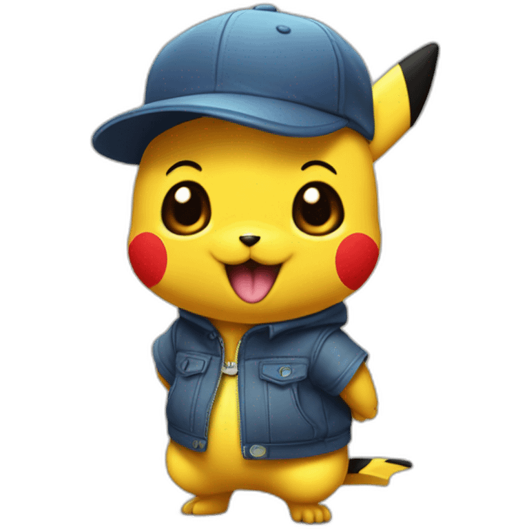 Pickachu avec une casquette qui fait un doigt d'honneur emoji