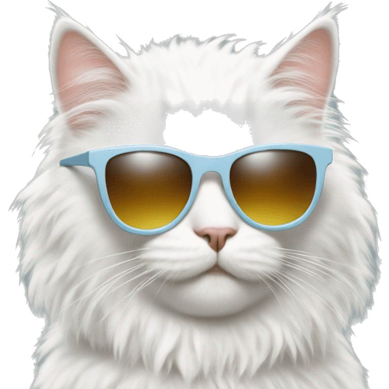 White fluffy cat wearing sunglasses  emoji