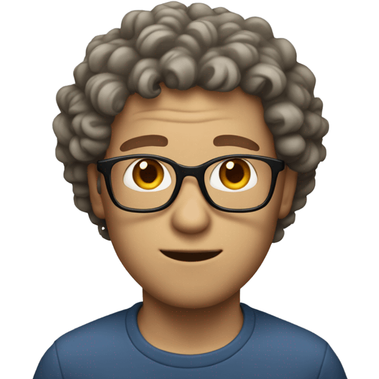 Nerdy white man with curly hair  emoji