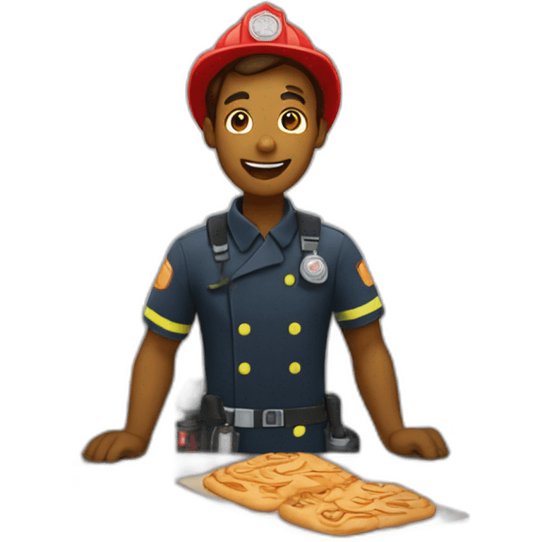 A firefighter baking pastries in a bakery. emoji