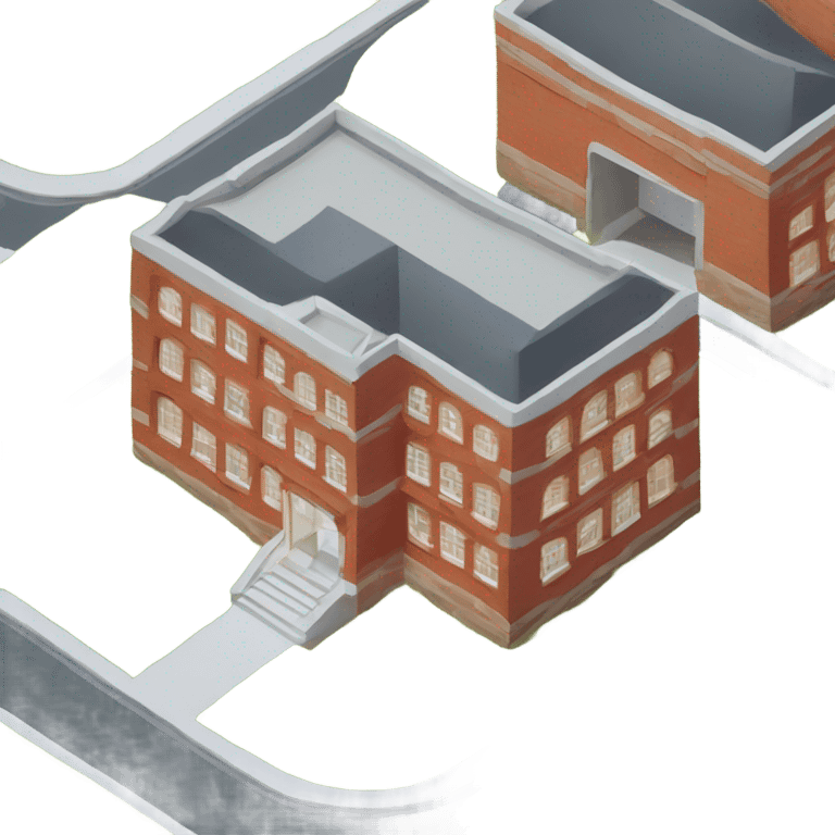 isometric one floor round red brick building emoji